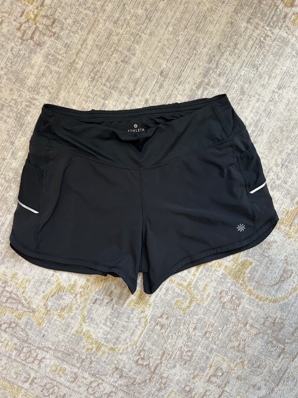 Athleta Black Athletic Running Shorts with Reflective Trim